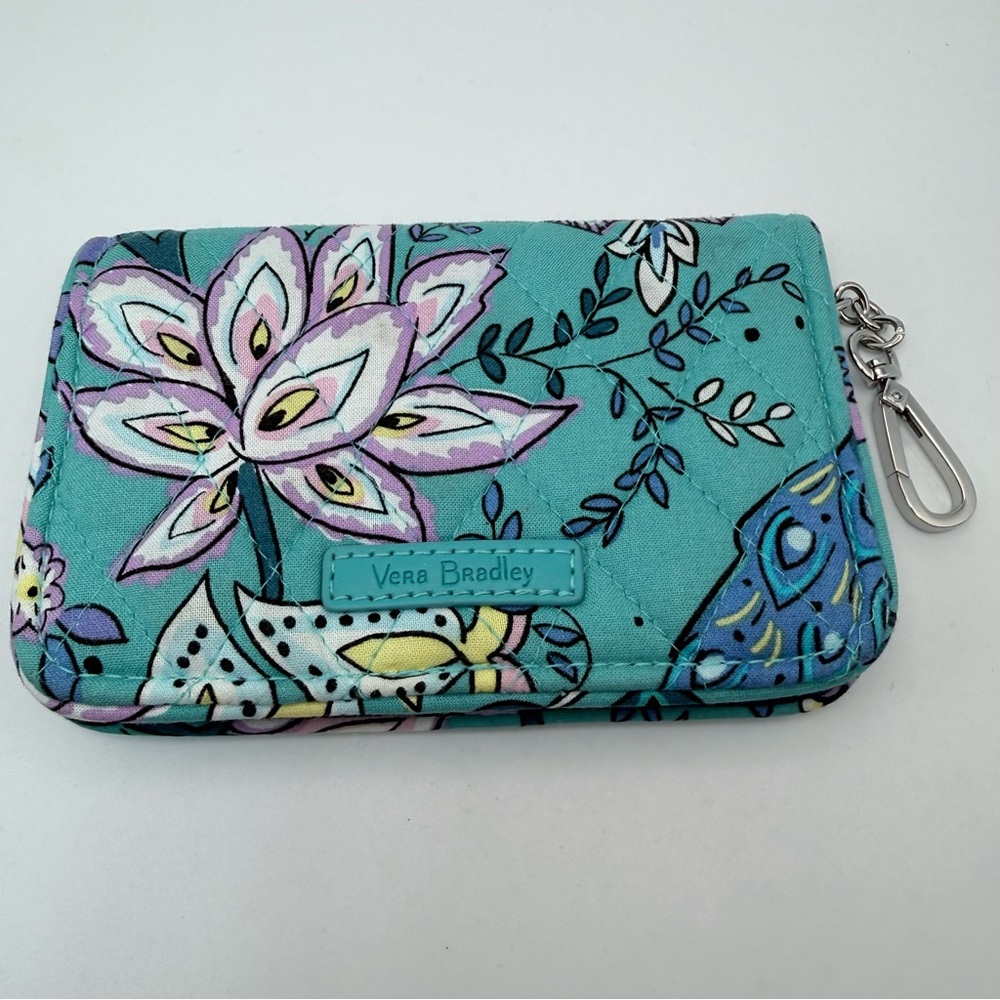 Vera Bradley RFID Small Bifold Wallet Peacock Garden